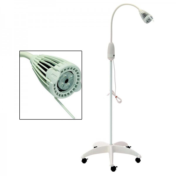 Lampada LED per piccola chirurgia: lampada multiposizione, LED 10W e base in PVC bianco